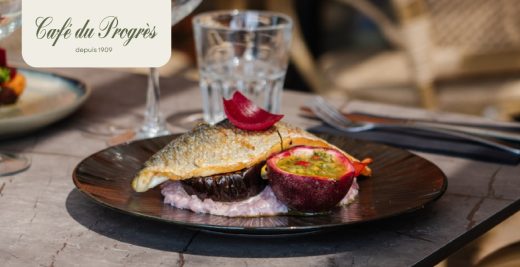 Filet de poisson et légumes au Restaurant Le Progrès, institution fondée en 1909 à Bormes-les-Mimosas.