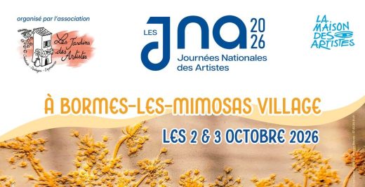 Journées Nationales des Artistes 2026 à Bormes-les-Mimosas village, les 2 et 3 octobre