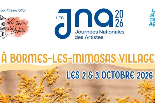 Journées Nationales des Artistes 2026 à Bormes-les-Mimosas village, les 2 et 3 octobre